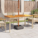 Garden Table Beige 140x80x75 cm Poly Rattan Acacia Wood 366278