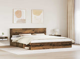 Bed Frame with Headboard Old Wood 200 x 200 cm Solid Pine Wood 3409725