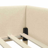 Corner Bed Frame with Headboard Cream 80 x 200 cm Fabric 42016107