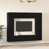 TV Cabinet Set Wall-mounted 8 pcs Black Oak Engineered Wood 3393310