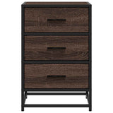 Bedside Cabinet Brown Oak 40x34.5x60 cm Engineered Wood and Metal 848723