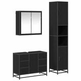 Bathroom Furniture Set 3 pcs Black Oak Engineered Wood 3402562