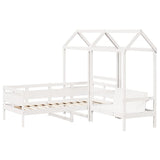 Day Bed and Bench Set with Roof without Mattress White 80x200 cm 3282297