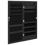 Mirror Jewellery Cabinet with LED Lights Wall Mounted Black 353233