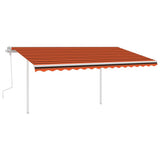 Manual Retractable Awning with Posts 4x3 m Orange and Brown 3069940