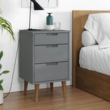 ZNTS Bedside Cabinet MOLDE Grey 40x35x65 cm Solid Wood Pine 350500