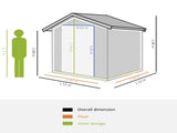 Garden Metal Tool Storage Shed with Sliding Door, Sloped Roof and Foundation Kit, 152 x 132 x 188cm, T3398P313648
