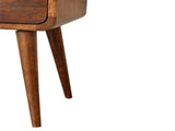 Solid Wood Mini Chestnut Curved Bedside, 2 Drawers, Dark Brown B2743P402921