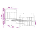Bed Frame White Powder-Coated Steel Single Bed Frame 352638