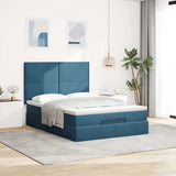 Ottoman Bed with Mattresses Dark Blue 140x200cm Velvet 3313407