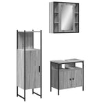 ZNTS 3 Piece Bathroom Cabinet Set Grey Sonoma Engineered Wood 3214758