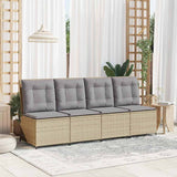 Garden Sofa with Cushion Beige and Grey Poly Rattan 3394479