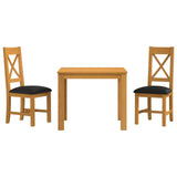 Dining Set 3 pcs Black Solid Oak Wood 3430328
