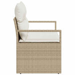 Garden Sofa with Cushion Beige 120 x 62 x 69cm Poly Rattan 42006766