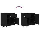 Sideboard with Drawer Black Oak 71x35x65 cm Engineered Wood 861599