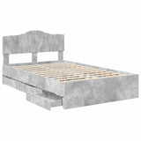 Bed Frame with Drawer Concrete Grey 135 x 190 cm Engineer Wood 3413015