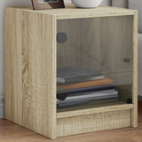 Bedside Cabinets with Glass Doors 2 pcs Sonoma Oak 35x37x42 cm 836348