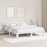 Bed Frame with Headboard White 200 x 200 cm Solid Pine Wood 872597