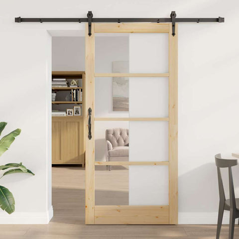 Sliding Door Manual ORKDAL Brown 93 x 202 cm Wood and metal 3332483