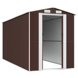 ZNTS Garden Shed Dark Brown 192x440x223 cm Galvanised Steel 3147463