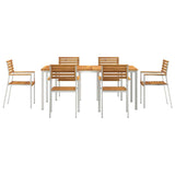 Garden Dining Set 7 pcs Solid Acacia Wood and Stainless Steel 3334778