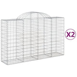 Arched Gabion Baskets 2 pcs 200x50x120/140 cm Galvanised Iron 3146341