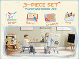 Height Adjustable Toddler Table and Chair Set, 3 Pcs Children Activity Table w/ 2 Chairs, for T3398P347725