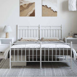 Metal Bed Frame without Mattress with Footboard White 150x200cm 373760