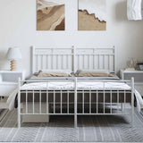 Metal Bed Frame without Mattress with Footboard White 150x200cm 373760