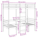 ZNTS Loft Bed Frame with Desk and Chairs 75x190cm Solid Wood Pine 3308562