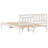 Bed Frame with Headboard White 140 x 190 cm Solid Pine Wood 872237