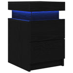 ZNTS Bedside Cabinet with LED Lights Black Oak 35x39x55 cm 862178