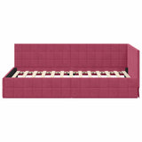 Corner Bed Frame with Headboard Wine Red 100 cm x 200 cm Velvet 42016402