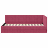 Corner Bed Frame with Headboard Wine red 90 x 200 cm Velvet 42016392