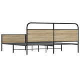 Metal Bed Frame without Mattress Smoked Oak 193x203 cm 3318676