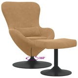 Egg Chair with Footstool Brown 63 x 73 x 90 cm Velvet 42002752
