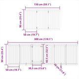 Dog Gate with Door Foldable 15 Panels White 750 cm Poplar Wood 3155652
