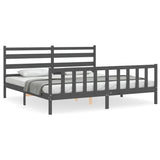 Bed Frame without Mattress Grey 200x200 cm Solid Wood Pine 3192058