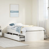 Bed Frame without Mattress with Drawers White 90x190 cm Single Solid Wood Pine 3308826