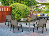 Set of Four Stackable Mesh Seat Chairs - Mixed Brown T3398P323796