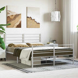 Metal Bed Frame without Mattress with Footboard White 140x200cm 352387