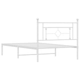 Metal Bed Frame without Mattress with Headboard White 107x203cm 374384