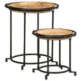 2 Piece Side Table Set Solid Wood Mango 4013513