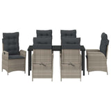 Garden Dining Set with Cushion 7 pcs Light Grey Poly Rattan 3380523