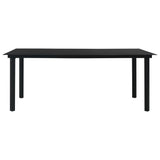 Dining Set Black Poly rattan, powder-coated steel, glass 3060253