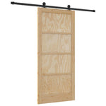 Sliding Door Manual Natural and black 93 x 202 cm 3333486