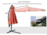 2.7m Garden Banana Parasol Cantilever Umbrella with Crank Handle and Cross Base for Outdoor, Hanging T3398P323920