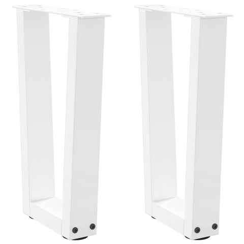 ZNTS Dining Table Legs V-Shape 2 pcs White 28x cm Steel 4012621