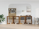 Foldable Dog Gate with Stands 4 pcs Smoked Oak 321 cm 892045