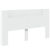 Storage Headboard with LED White Engineered Wood 3418683